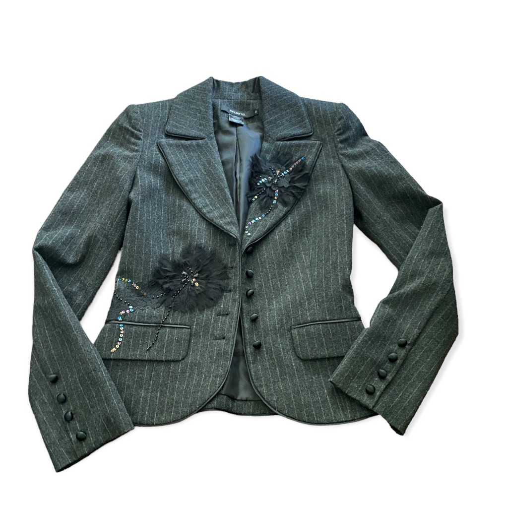 Arden B. Beautiful Blazer Size 0, Pinstripe Grey